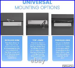 Heavy Duty Commercial Door Closer DN-8220 Adjustable 1-6, Grade 1, 3-Hou