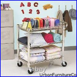 Heavy-Duty Commercial-Grade 3-Tier Kitchen Utility Cart on Wheels with Storage