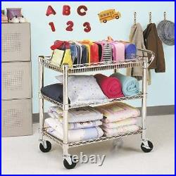 Heavy-Duty Commercial-Grade 3-Tier Kitchen Utility Cart on Wheels with Storage