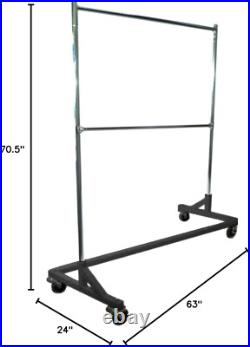 Heavy-Duty Commercial Grade Double-Bar Rolling Z Rack Garment Rack with Nesting