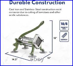 Heavy-Duty Commercial Grade French Fry Cutter Suction Feet 3/8 Blade, Green