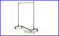 Heavy Duty Commercial Grade Single Bar Z Rack Clothing Garment Rolling 5 Foot
