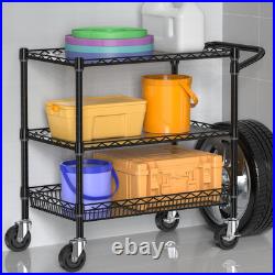 Heavy Duty Rolling Cart with Wheels, 3 Tier Commercial Grade Utility Cart Met