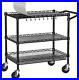 Heavy Duty Rolling Cart with Wheels, 3 Tier Commercial Grade Utility Cart Metal