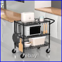 Heavy Duty Rolling Cart with Wheels, 3 Tier Commercial Grade Utility Cart Metal