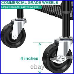 Heavy Duty Rolling Cart with Wheels, 3 Tier Commercial Grade Utility Cart Metal