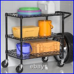 Heavy Duty Rolling Cart with Wheels, 3 Tier Commercial Grade Utility Cart Metal