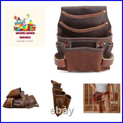 Heavy Duty Tool Pouch All Leather Reinforced Seams Professional Grade