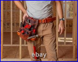 Heavy Duty Tool Pouch All Leather Reinforced Seams Professional Grade