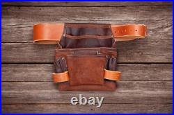 Heavy Duty Tool Pouch All Leather Reinforced Seams Professional Grade