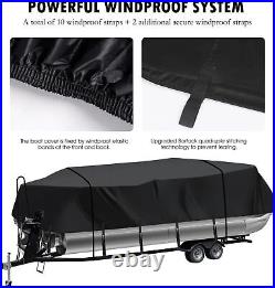 Heavy Duty Trailerable Pontoon Boat Cover, 20'2''-22' Marine Grade Waterproof Cov