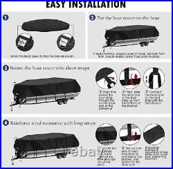 Heavy Duty Trailerable Pontoon Boat Cover, 20'2''-22' Marine Grade Waterproof Cov