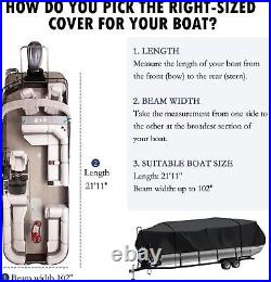 Heavy Duty Trailerable Pontoon Boat Cover, 20'2''-22' Marine Grade Waterproof Cov