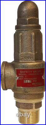 Heavy No Lead Heavy Duty Brass Pressure Relief Valve 75 PSI, Contractor Grade