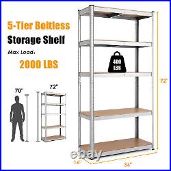 Ironmax 36x724PC Adjustable Heavy Duty 5Level Garage Tool Shelf 2000lbs Silver