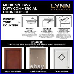 LYNN HARDWARE Medium/Heavy Duty Door Closer DC7016 Surface, Grade 1-ADA & UL 3