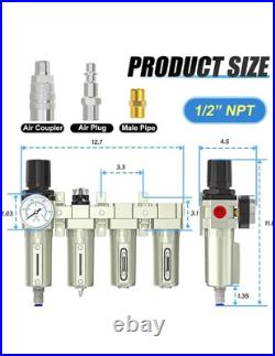 MEANLIN 1/2 NPT 4 Stage Heavy Duty Industrial Grade, Auto Drain Air Drying Syst