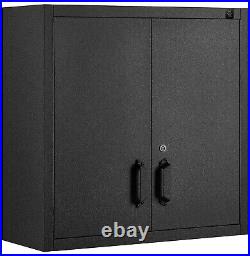 Metal Locking Wall Cabinet Tool Shop Garage Storage Shelf Heavy-Duty Steel 30x30