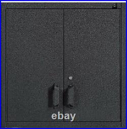 Metal Locking Wall Cabinet Tool Shop Garage Storage Shelf Heavy-Duty Steel 30x30