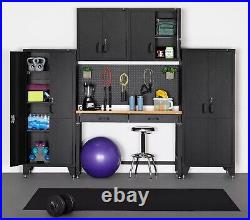 Metal Locking Wall Cabinet Tool Shop Garage Storage Shelf Heavy-Duty Steel 30x30