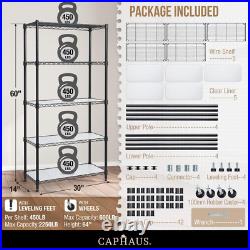 NSF Commercial Grade Heavy Duty Wire Shelving WithWheels, Leveling Feet & Liner