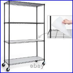 NSF Commercial Grade Heavy Duty Wire Shelving WithWheels, Leveling Feet & Liners