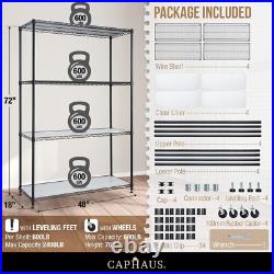 NSF Commercial Grade Heavy Duty Wire Shelving WithWheels, Leveling Feet & Liners