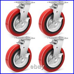 Nefish 8 Inch Heavy Duty Casters Wheels, Industrial Grade Black & Red