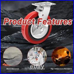 Nefish 8 Inch Heavy Duty Casters Wheels, Industrial Grade Black & Red
