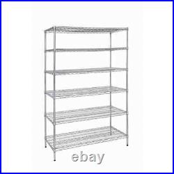New 6-Tier Commercial Grade Heavy Duty Steel Wire Shelving Unit Chrome 48W72