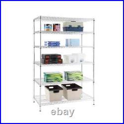 New 6-Tier Commercial Grade Heavy Duty Steel Wire Shelving Unit Chrome 48W72