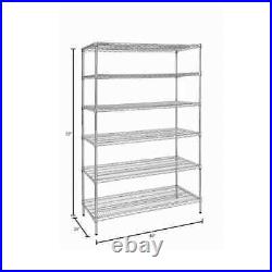New 6-Tier Commercial Grade Heavy Duty Steel Wire Shelving Unit Chrome 48W72