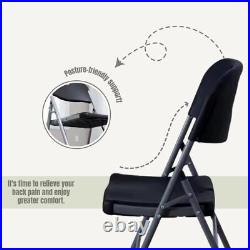New Home Era Commercial Grade Folding Chair Metal Frame Heavy Duty Black