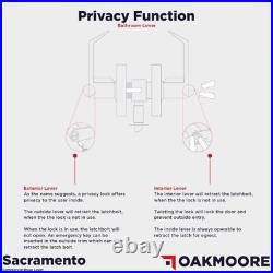 OAKMOORE Heavy Duty Commercial Door Lever Grade Privacy (Bathroom), Silver