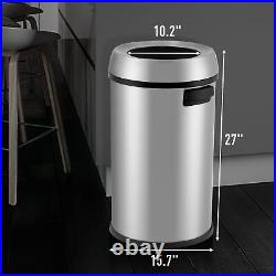 Open Top Trash Can 65L / 17Gal Commercial Grade Heavy Duty Brushed Stainless