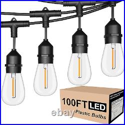 Outdoor String Lights LED 100FT Commercial Grade Heavy Duty with 30 Sockets 32 S