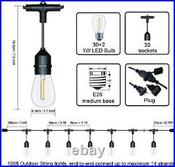 Outdoor String Lights LED 100FT Commercial Grade Heavy Duty with 30 Sockets 3