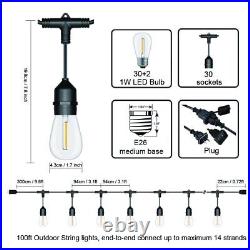 Outdoor String Lights LED 100FT Commercial Grade Heavy Duty with 30 Sockets 3