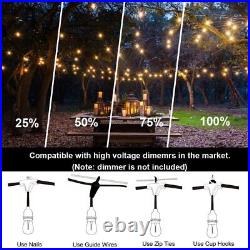 Outdoor String Lights LED 100FT Commercial Grade Heavy Duty with 30 Sockets 3