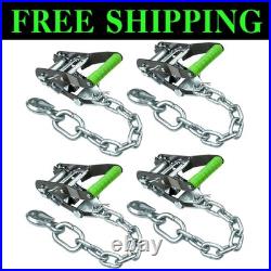 Professional Grade Heavy-Duty Ratchet Buckles with Neon Green Handles 4-Pack