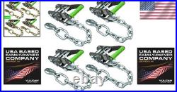 Professional Grade Heavy-Duty Ratchet Buckles with Neon Green Handles 4-Pack
