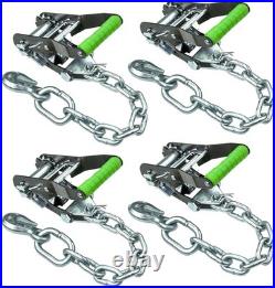 Professional Grade Heavy-Duty Ratchet Buckles with Neon Green Handles 4-Pack