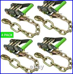 Professional Grade Heavy-Duty Ratchet Buckles with Neon Green Handles 4-Pack