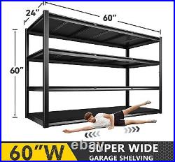 REIBII 60W Garage Shelving 2650LBS Heavy Duty Storage Shelves Adjustable 4 Tier