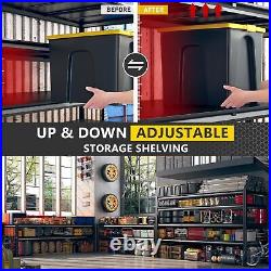 REIBII 60W Garage Shelving 2650LBS Heavy Duty Storage Shelves Adjustable 4 Tier