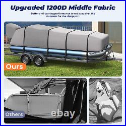 RVMasking 1200D Waterproof Heavy Duty Marine Grade Pontoon Boat Cover 21ft-24ft