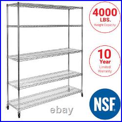 Seville Classics UltraDurable Commercial Grade 5-Tier NSF Steel Wire Shelving