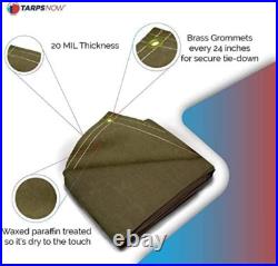 Tarps Now 16X20 Ft Heavy Duty Canvas Tarp 20 MIL Commercial Grade, Tear Resist