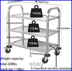 Upgrade 3 Tier Heavy Duty Commercial Grade Utility Cart Kitchen Trolley Ser