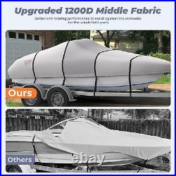 Upgrade Heavy Duty Waterproof 1200D Boat Cover Marine Grade Fit V-Hull Bass Boat